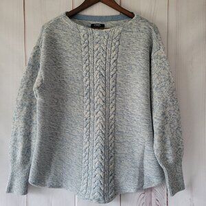 Chaps Cable Knit Pullover Chunky Sweater, Women’s L, Long Sleeve, Light Blue EUC